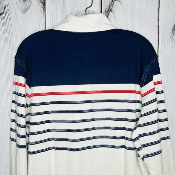 Lands' End Black and White Striped Polo Shirt - Picture 6 of 7